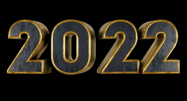 Happy New Year 2022 Text Gold Texture Black Isolated Background — Stock Photo, Image