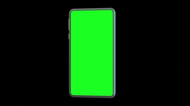 Smartphone Moderno Com Tela Verde Fundo Preto Renderização Ilustração Vídeo — Vídeo de Stock