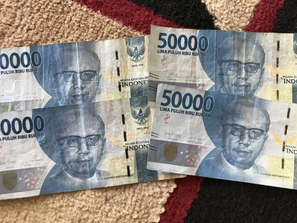 Rupiah Indonésien Pour Fond Série Billets Roupie Indonésienne Une Valeur — Photo