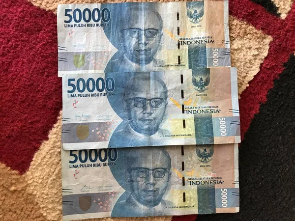 Rupiah Indonésien Pour Fond Série Billets Roupie Indonésienne Une Valeur — Photo