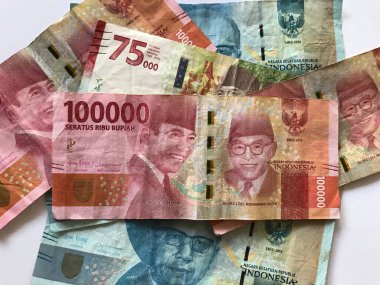 Geçmişi için Endonezya Rupiah parası. İş, reklam, promosyon, indirim vs. için Endonezya rupia banknotları serisi