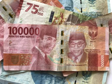 Geçmişi için Endonezya Rupiah parası. İş, reklam, promosyon, indirim vs. için Endonezya rupia banknotları serisi