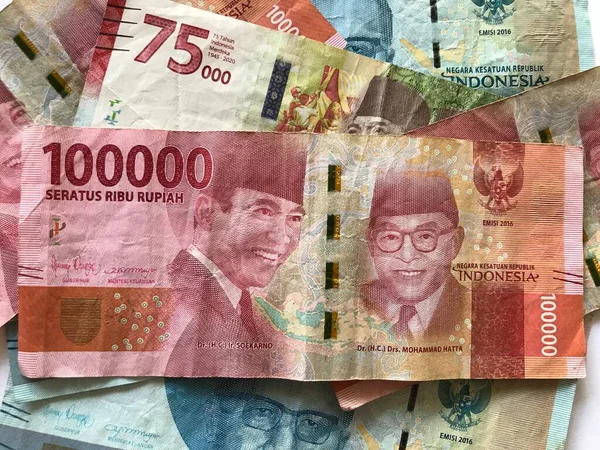 Indonesian Rupiah Money Background Ряд Індонезійських Рупій Банкноти Бізнесу Реклами — стокове фото