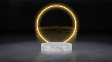 Mermer podyum ya da platform. 3 boyutlu resimleme. İş, piyasa, reklam vesaire için. Kolay özelleştirilebilir