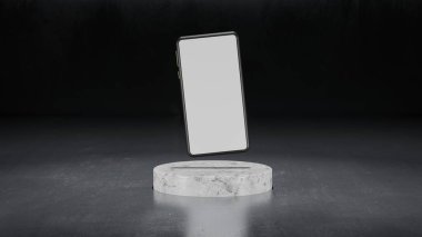 Beyaz ekran izole edilmiş 3D akıllı telefon. 3 boyutlu resimleme. İş, piyasa, reklam vesaire için. Kolay özelleştirilebilir