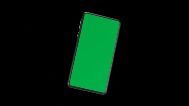 Modern Smartphone Green Screen Black Isolated Background Transparent Background Illustration — Stock Video