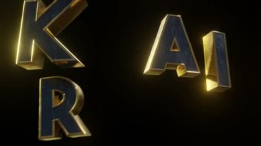 Siyah izole arka planda 3d Ukrayna Metal Altın Efekti. 3 boyutlu resimleme. 4k çözünürlüklü video. Broşür tasarımı ve benzeri şeyler için. . 