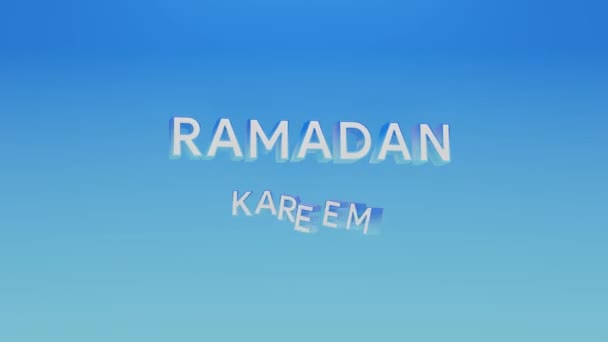 Text Ramadan Kareem Blue Gradient Background Promotion Flyer Design Advertising — Stock Video