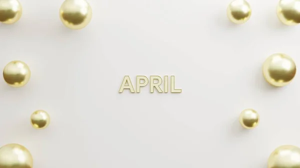 Κείμενο Απρίλιος Λευκό Φόντο Ρεαλιστικά Μπαλόνια Χρυσό Αντίγραφο Κενό Λευκό — Φωτογραφία Αρχείου