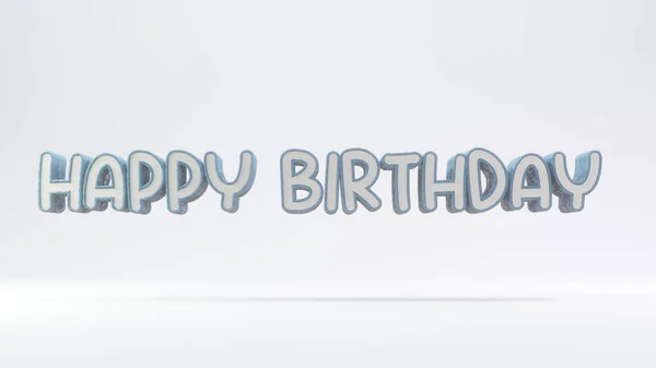 Happy Birthday Text Gray Blue Background Gray Illustration Rendering Text — Stock Photo, Image