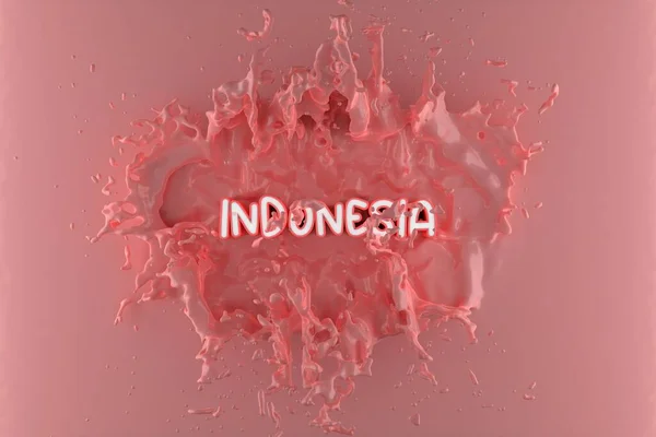 Text Indonesia Illustration Pink Liquid Cream Drops Splash Pink Design — Φωτογραφία Αρχείου