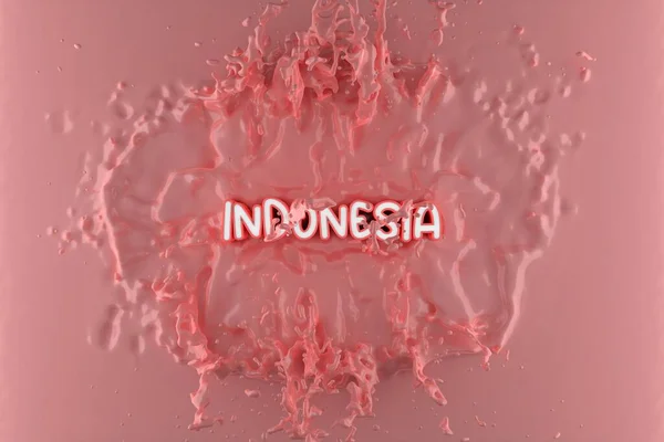 Text Indonesia Illustration Pink Liquid Cream Drops Splash Pink Design — Zdjęcie stockowe