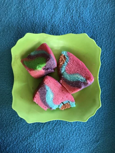 Красочный Торт День Рождения Сладкий Свежий Фон Торт Днем Рождения — стоковое фото