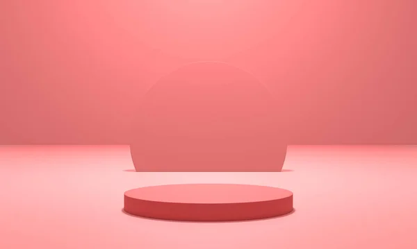 White Neon Light Podium Pink Scene Illustration Rendering Pink Background — Stockfoto
