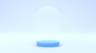 blue platform with glass abstract background 3d illustration render for flyer display products design background advertising and etc
