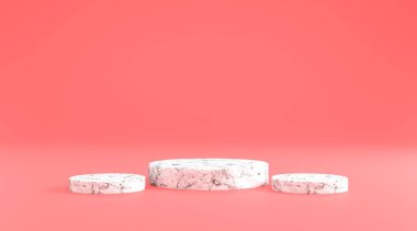 Güzel pembe arkaplanlı mermer podyum 3D çizim
