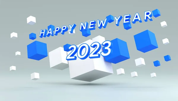 Feliz Año Nuevo 2023 Texto Con Fondo Abstracto Render Ilustración — Foto de Stock
