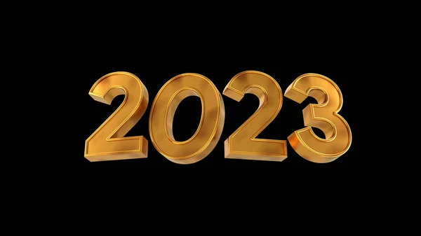 Happy New Year 2023 Gold Text Black Isolated Background Illustration — Stok Foto