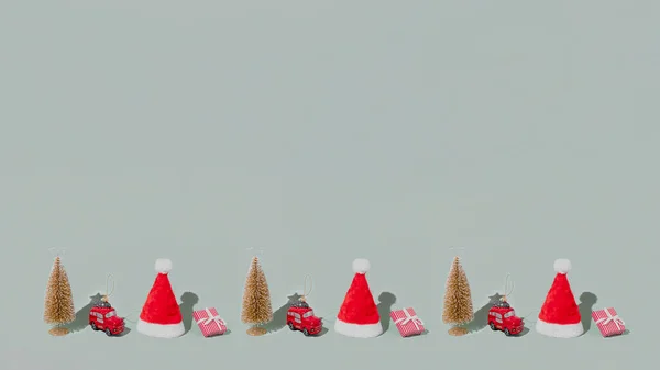 크리스마스나 관련된 패턴은 객체와 상징적 개념을 특성화 자동차 장난감 전나무 — 스톡 사진