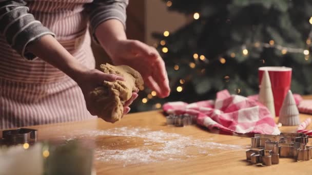 Feliz Navidad, Feliz Año Nuevo. Pan de jengibre para cocinar, torta o strudel para hornear — Vídeo de stock