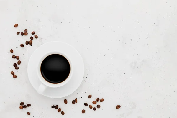 Top View Flat Lay Single One Full Coffee Cup Composition — Foto de Stock