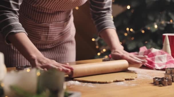 Merry Christmas Happy New Year Gingerbread Cooking Cake Strudel Baking — Stock Video