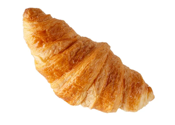Frissen Sütött Croissant Fehéren Izolálva Felülnézet — Stock Fotó