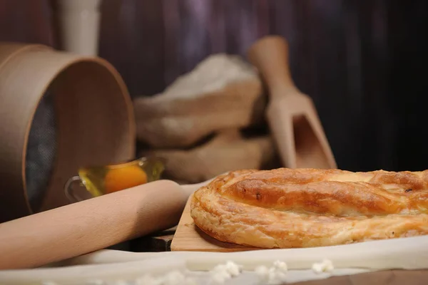 Παραδοσιακή Πίτα Βαλκάν Τυρί Που Ονομάζεται Sirnica — Φωτογραφία Αρχείου