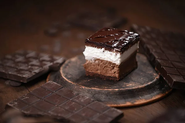 Tasty Cream Cake Biscuit Chocolate Top — Stock Photo, Image