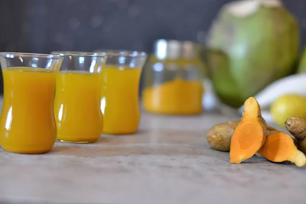 Fresh Orange Juice Wooden Table — Stock Photo, Image