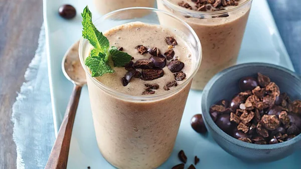 Çikolatalı Smoothie Naneli Milkshake — Stok fotoğraf