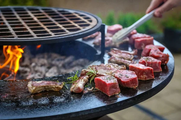 Vlees Worst Worden Gebakken Grill — Stockfoto