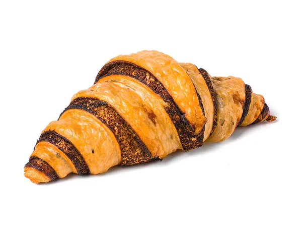 Croissant Maison Crème Cacao Isolé Sur Fond Blanc — Photo