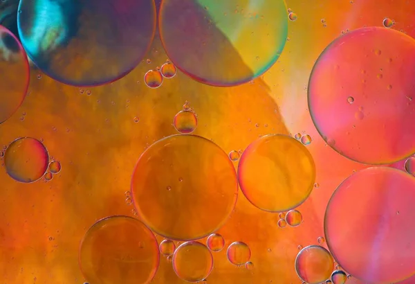 Fondo Abstracto Color Naranja Claro Rosa Gota Aceite Flotando Agua — Foto de Stock