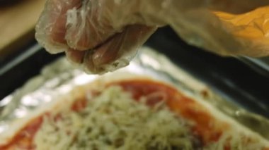 New York pizzasında kurutulmuş fesleğen.