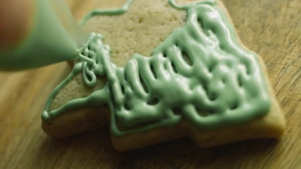 I decorate gingerbread cookies with royal icing. The BEST homemade Gingerbread Cookie christmas tree — Stock Video