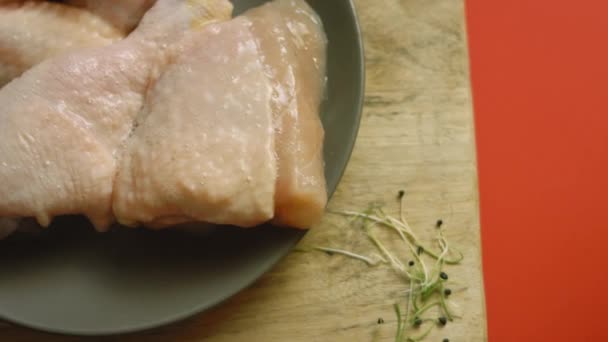 Meat in egg white. I preparing KFC chicken — Stock Video