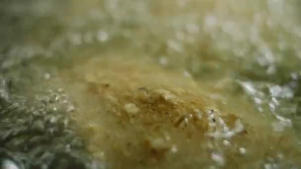 Usmaż nogi kurczaka i skrzydełka w oleju. Mięso ma warstwę mąki z przyprawami — Wideo stockowe