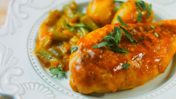 Honingmosterd Chicken Vegetables Recept — Stockvideo