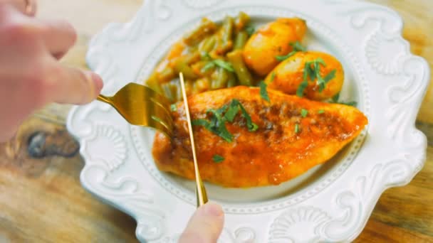 Madu Mustar Chicken Dan Resep Vegetables — Stok Video