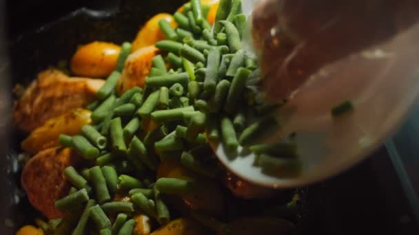 Mel Mostarda Chicken Receita Legumes Carne Cozida Batatas Novas Estão — Vídeo de Stock