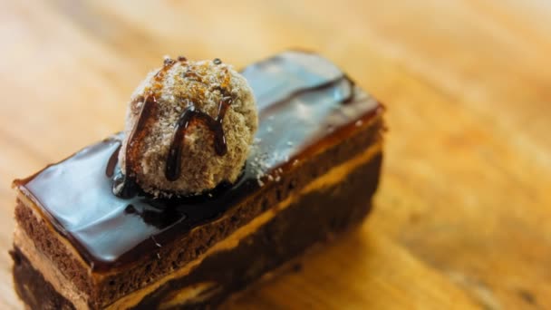 Chocolate Cake Koldun Macro Slide Shooting Retro Hob Used — Stock Video