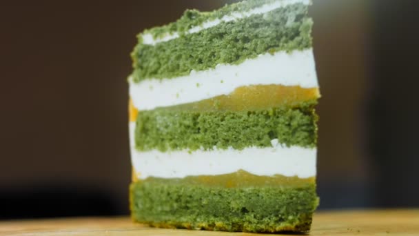 Green Diushes Cake Green Chocolate Leaves Macro Slider Shooting — Stock Video