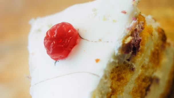 Gâteau Mont Blanc Cerise Gelée Macro Curseur Tir — Video