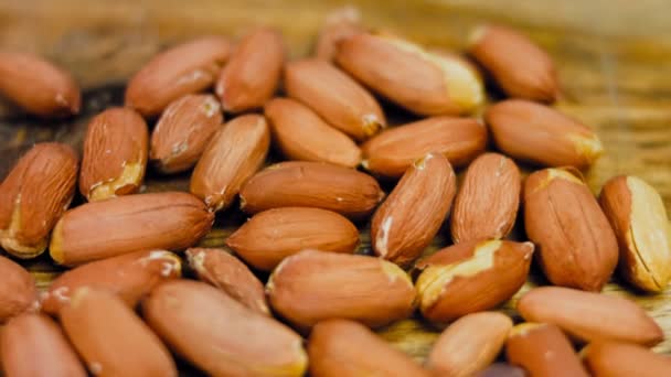 Moldura Cheia Amendoins Descascados Macro Deslizante Tiro — Vídeo de Stock