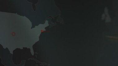 Siber saldırı için farklı hedefleri olan bir dünya haritası. Hackleme ve teknoloji konsepti. Monitör piksellerinde makro çekim.