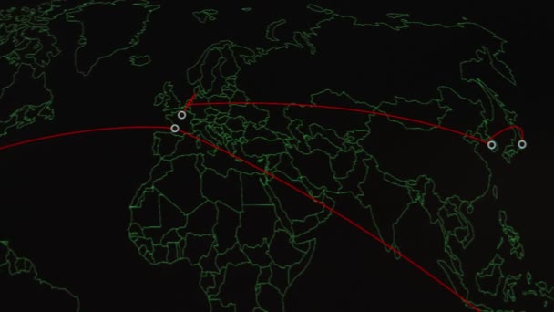 Mapa Mundo Com Diferentes Alvos Para Ataque Cibernético Hacking Conceito — Vídeo de Stock