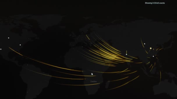 Peta Dunia Dengan Target Berbeda Untuk Serangan Dunia Maya Hacking — Stok Video