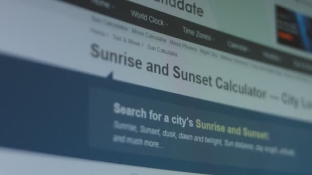 Calculatrice Lever Coucher Soleil Tirez Sur Les Pixels Écran — Video