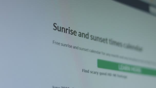 Sunrise Sunset Calculator Shoot Pixels Screen — Vídeos de Stock